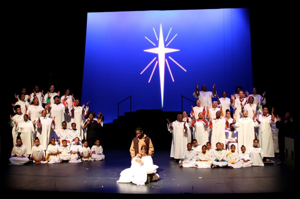 The cast of Boston's &quot;Black Nativity&quot; in 2016. (Hadley Green for WBUR)