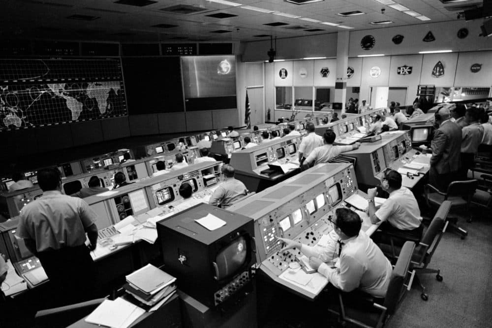 The Firing Room at the Kennedy Space Center in Florida during the mission. (Courtesy WGBH/NASA)