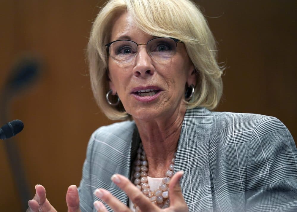 Education Secretary Betsy DeVos testifies during a Senate Subcommittee on Labor, Health and Human Services, Education, and Related Agencies Appropriations hearing to review the Fiscal Year 2019 funding request and budget justification for the U.S. Department of Education on Capitol Hill in Washington, Tuesday, June 5, 2018. (Carolyn Kaster/AP)