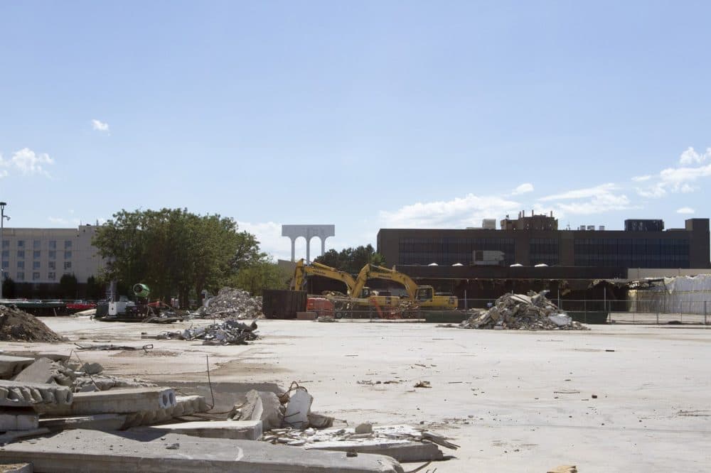 Seen here in 2016, the site of the former Bayside Expo Center, on Columbia Point, is among the city of Boston's &quot;Opportunity Zones.&quot; (Joe Difazio for WBUR)