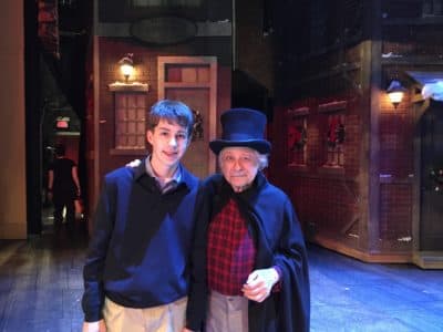 Owen Fitzpatrick and Jeremy Lawrence as Scrooge at the Hanover Theatre's production this year. (Courtesy Carolyn Fitzpatrick)