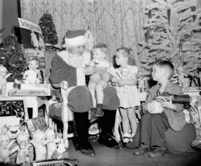 Babe Ruth in his Santa Claus costume at the Hotel Astor. (AP)