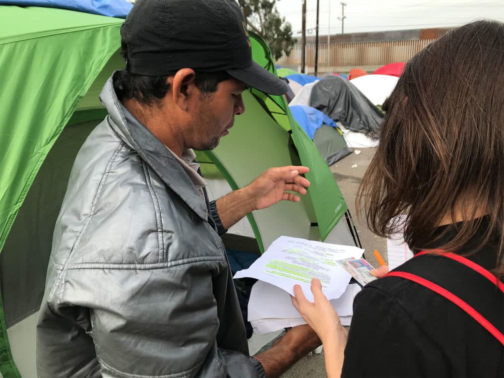 Edgar Vanegas is from El Salvador but says he lived in Danbury, Connecticut, for a few years. He traveled north with the migrant caravan. (Shannon Dooling/WBUR)