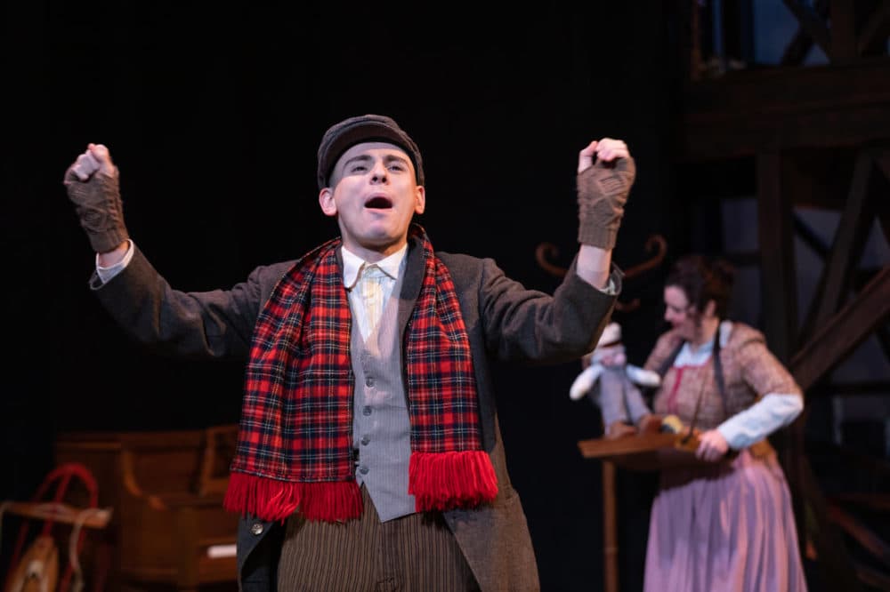 John Pagliarulo, Bridgette Hayes in Greater Boston Stage Company's &quot;Tiny Tim's Christmas Carol.&quot; (Courtesy Greater Boston Stage Company)