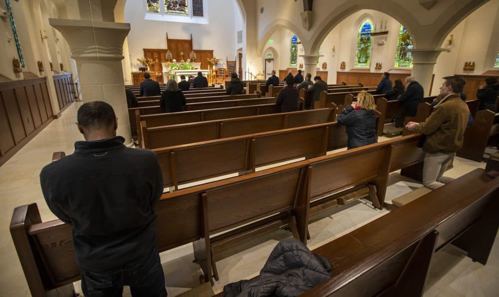 Noon Mass at Shrine of Our Lady of Good Voyage in the Seaport. (Jesse Costa/WBUR)