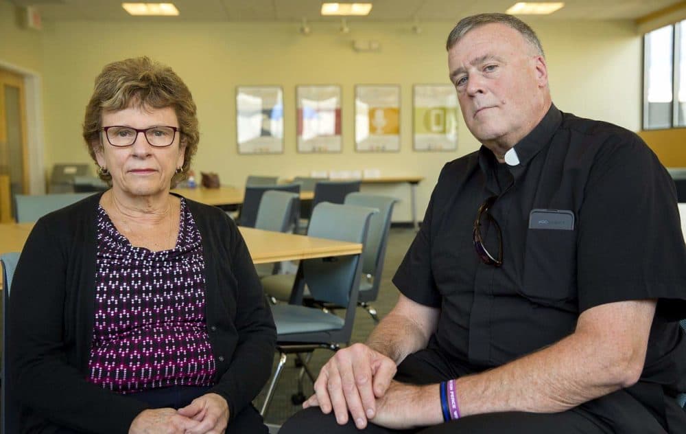 Barbara Thorp and Father John Connolly helped coordinate the Archdiocese of Boston’s response to clergy sex abuse. (Robin Lubbock/WBUR)