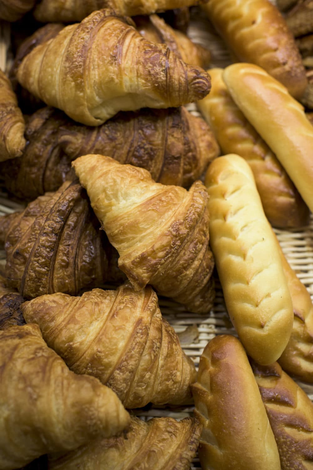 Croissants and other pastries are seen at Laurent Duchêne Boutique Paris 13ème on Nov. 12, 2018 in Paris. (Pete Kiehart for Here &amp; Now)
