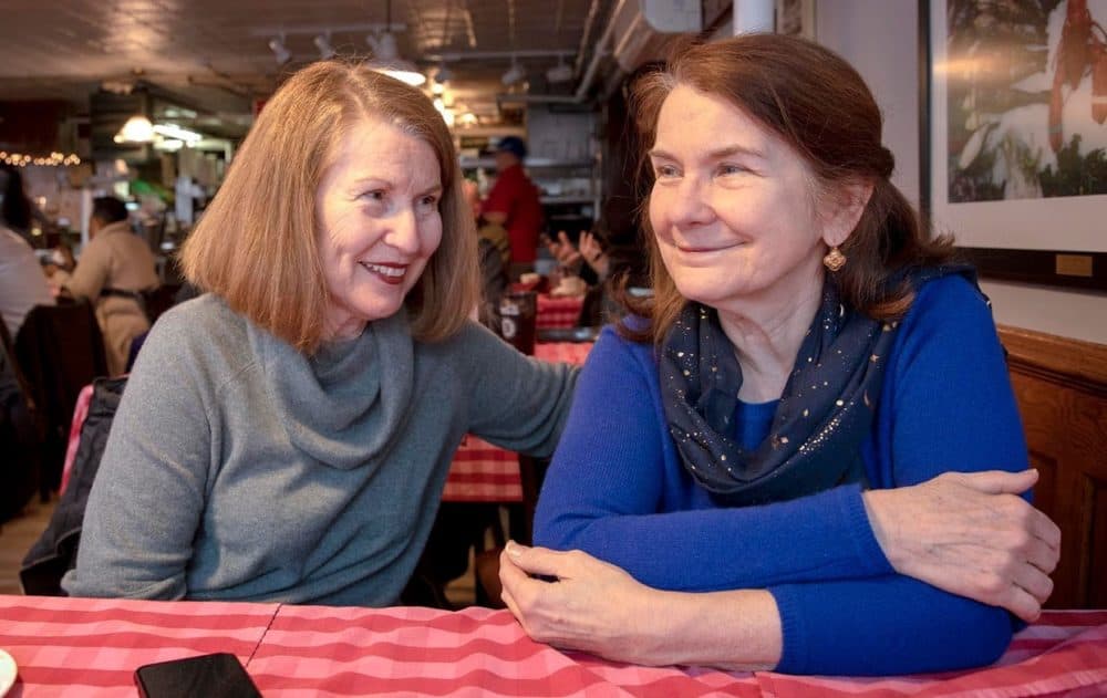 Joyce Monac, left, and her sister Ellen Cosgrove worked at Durgin-Park in the '70s. (Robin Lubbock/WBUR)