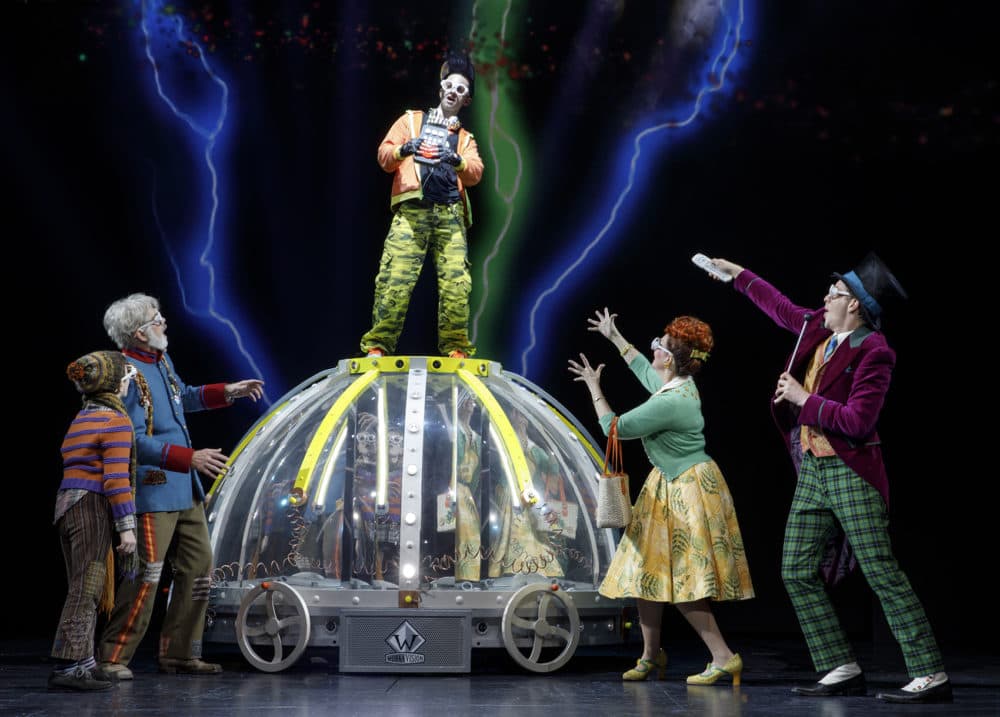 Daniel Quadrino as Mike Teavee and company, in &quot;Charlie and the Chocolate Factory.&quot; (Joan Marcus/Courtesy of the production)
