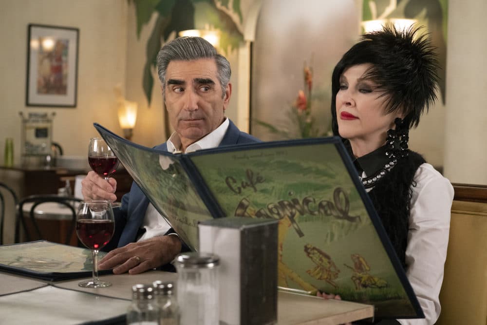 Johnny (Eugene Levy, left) and Moira (Catherine O'Hara) in a scene from season 5 of &quot;Schitt's Creek.&quot; (Courtesy of POPtv)