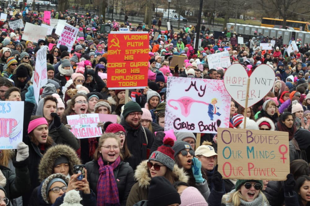 Throngs of protesters gathered on Boston Common for the third annual Women's March. (Quincy Walters/WBUR)