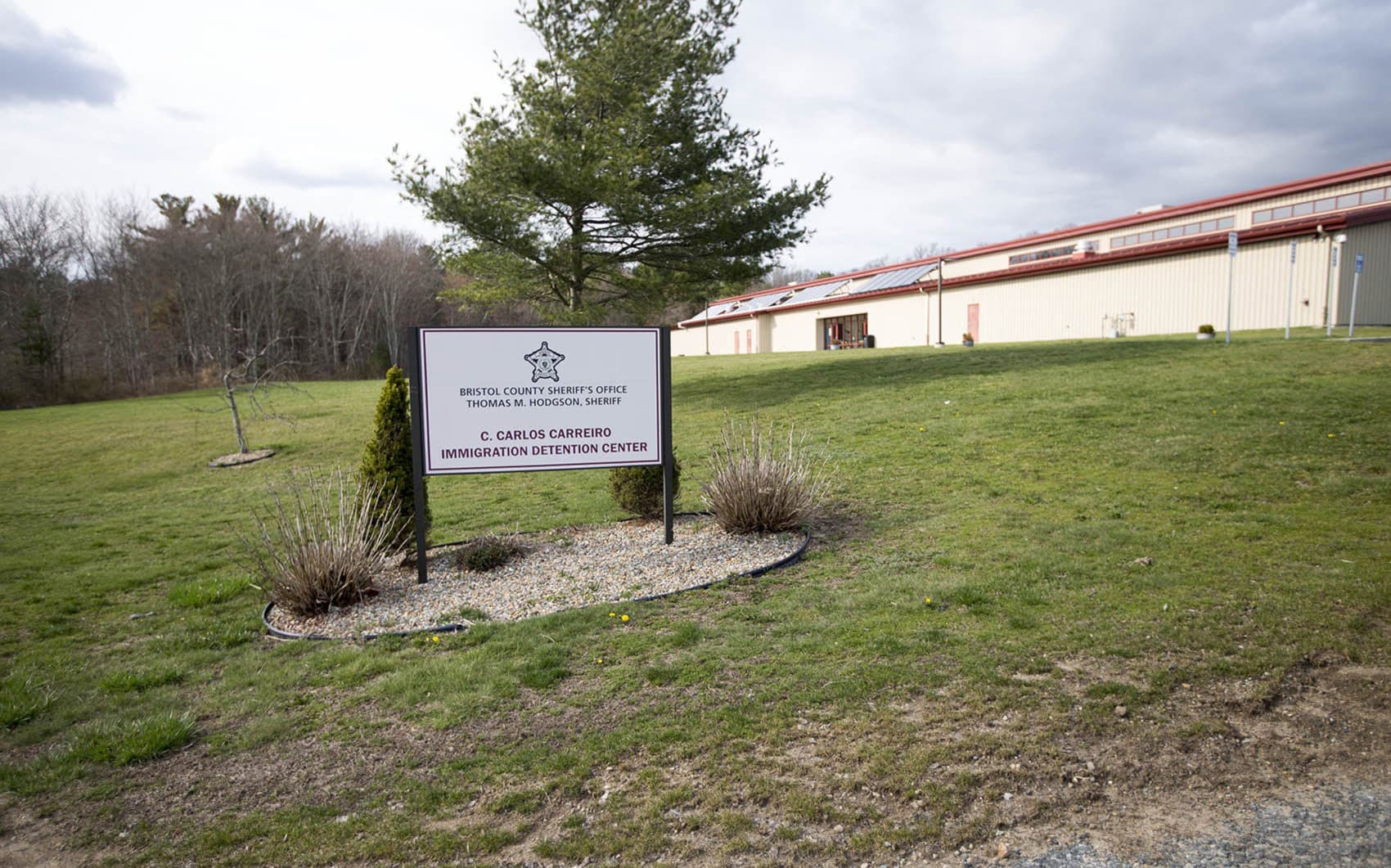The immigration detention center at the Bristol County Sheriff's Office in Dartmouth, Mass. (Jesse Costa/WBUR)