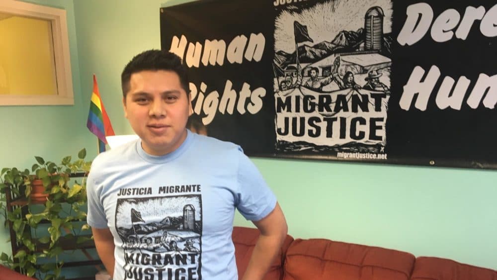 Enrique Balcazar, a leader of a local group called Migrant Justice, faces deportation. He says records show his immigration status was flagged to ICE by a DMV worker in emails. ICE says it does not target political activists. (John Dillon/VPR)