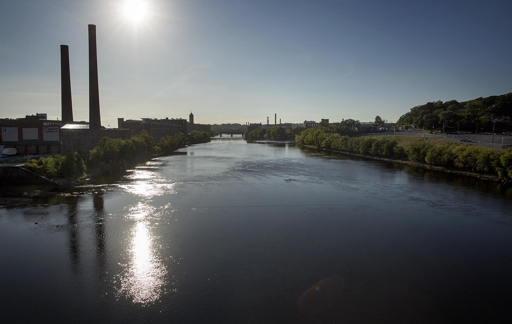 A view of Lawrence on the Merrimack River. (Robin Lubbock/WBUR)