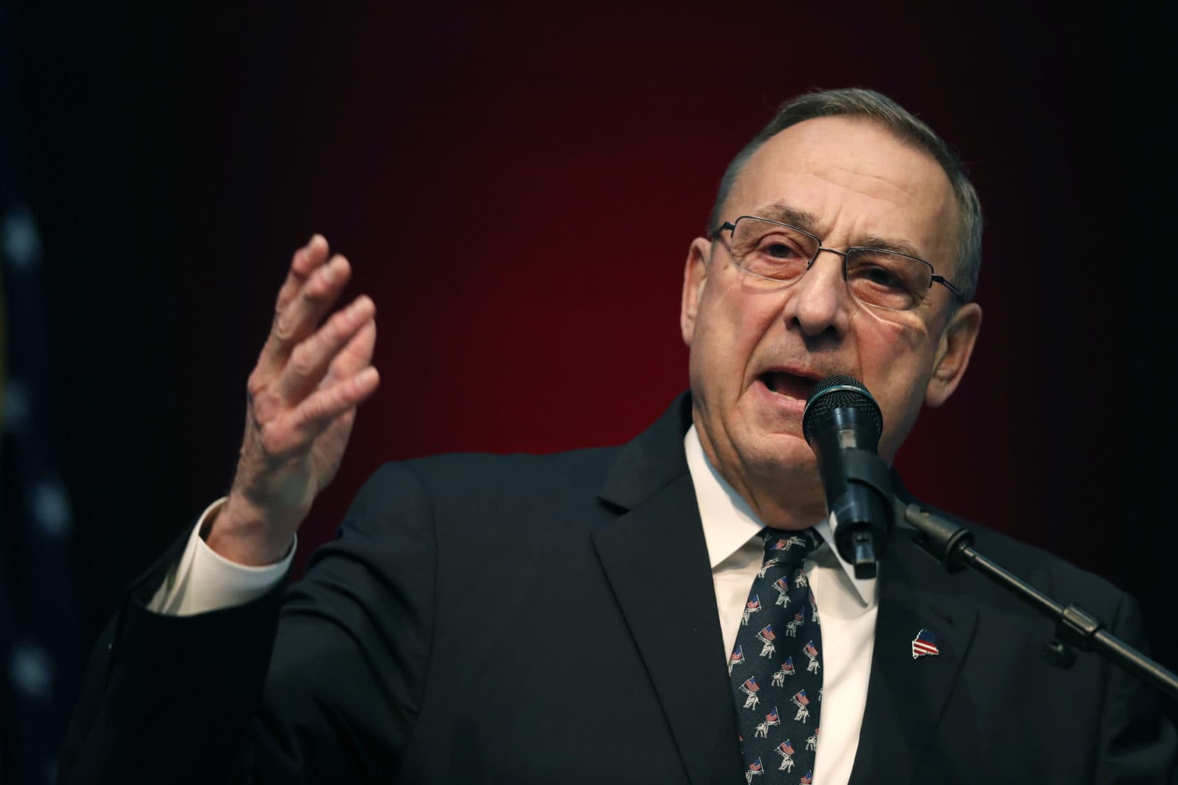 Former Gov. Paul LePage speaks at the Republican Convention in Augusta, Maine, on May 5, 2018. (Robert F. Bukaty/AP)