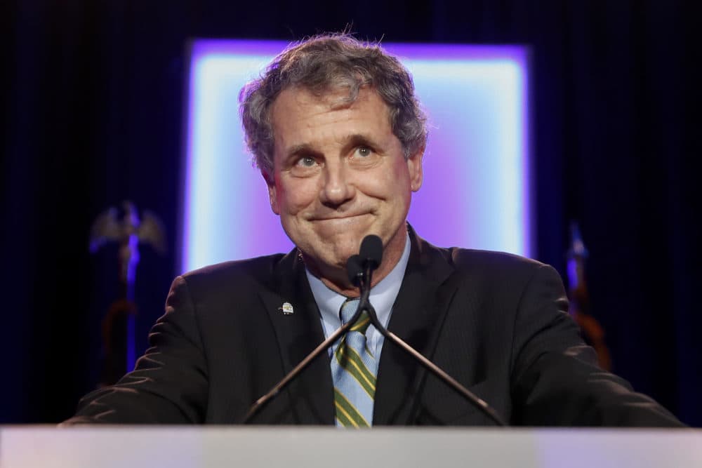In this Nov. 6, 2018, file photo, Sen. Sherrod Brown, D-Ohio, speaks to supporters after winning re-election during the Democratic election night party in Columbus, Ohio. (John Minchillo/AP)