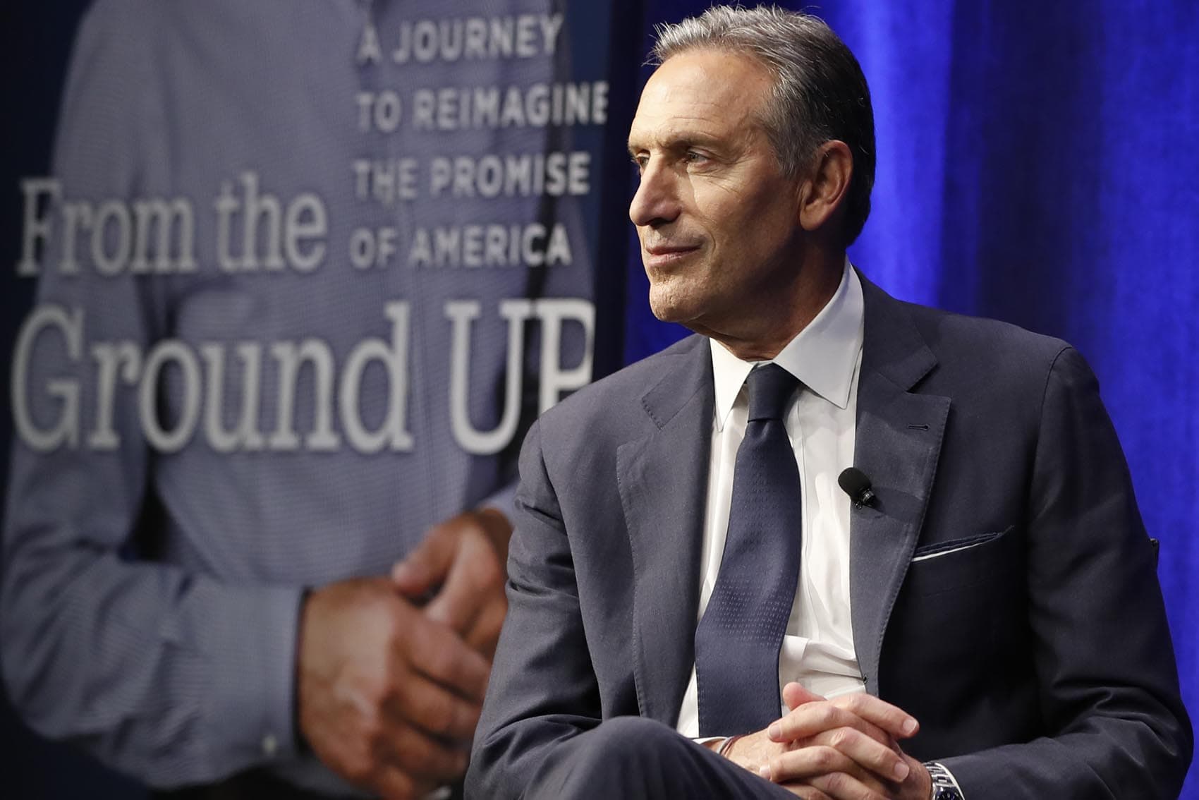 Former Starbucks CEO and Chairman Howard Schultz looks out at the audience during the kickoff event of his book promotion tour Monday, Jan. 28, 2019, in New York. Democrats across the political spectrum lashed out at the billionaire businessman on Monday after he teased the prospect of an independent 2020 bid, a move Democrats fear would split their vote and all but ensure President Donald Trump's re-election. (Kathy Willens/AP)