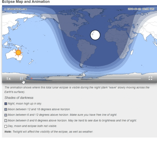A lunar eclipse takes place early Monday morning. (Courtesy TimeandDate.com)