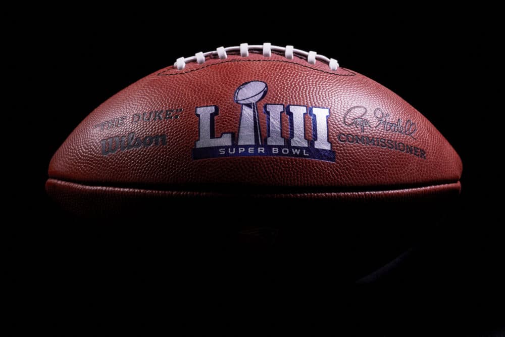 An official football of Super Bowl LIII. The Los Angeles Rams will play the New England Patriots. Haiku will be read and enjoyed. (Rick Osentoski/AP)