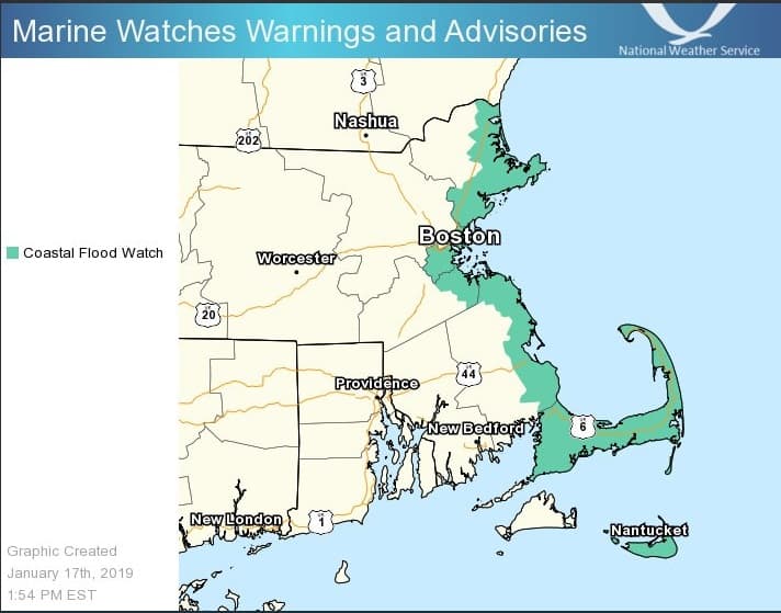 NOAA has posted a flood watch for the coastline. (Courtesy NOAA)