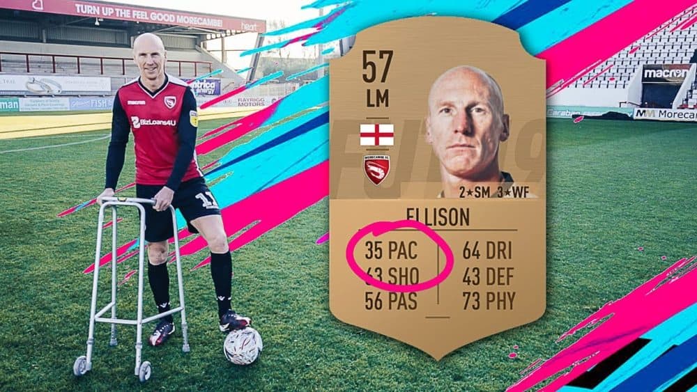 Kevin Ellison jokingly poses with a walker after being rated the second slowest player in FIFA 19. (Courtesy Kevin Ellison)