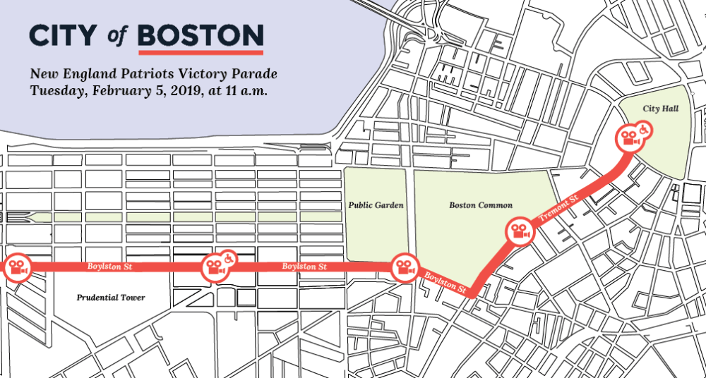 The Patriots' Super Bowl victory parade will start at Hynes Convention Center and end at Boston City Hall. (City of Boston/Courtesy Photo)