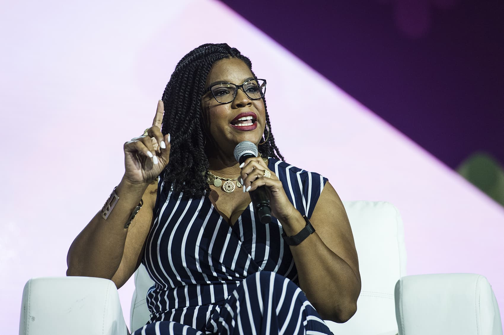April Reign, creator of the #OscarsSoWhite hashtag, attended the Academy Awards for the first time on Sunday night. She's pictured here at an event in New Orleans in 2017. (Amy Harris/Invision/AP)