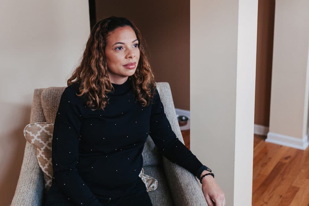 Kristin Ware at her Hyde Park townhouse in Chicago. Ware and her 2-year-old son are moving to Charlotte, N.C., in the spring. (Danielle Scruggs for Here &amp; Now)