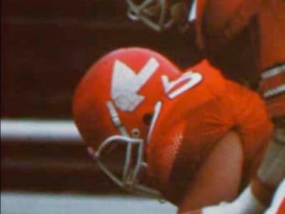 The Redmen logo was featured on McGill's football helmets until the early ’90s. (Courtesy Suzanne Morton)