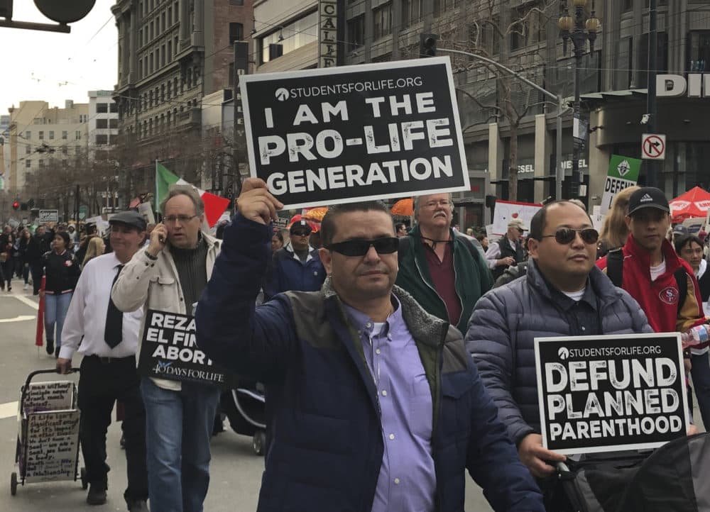 Thousands of abortion opponents march in the 15th annual Walk for Life across downtown San Francisco Saturday, Jan. 26, 2019. (Juliet Williams/AP)