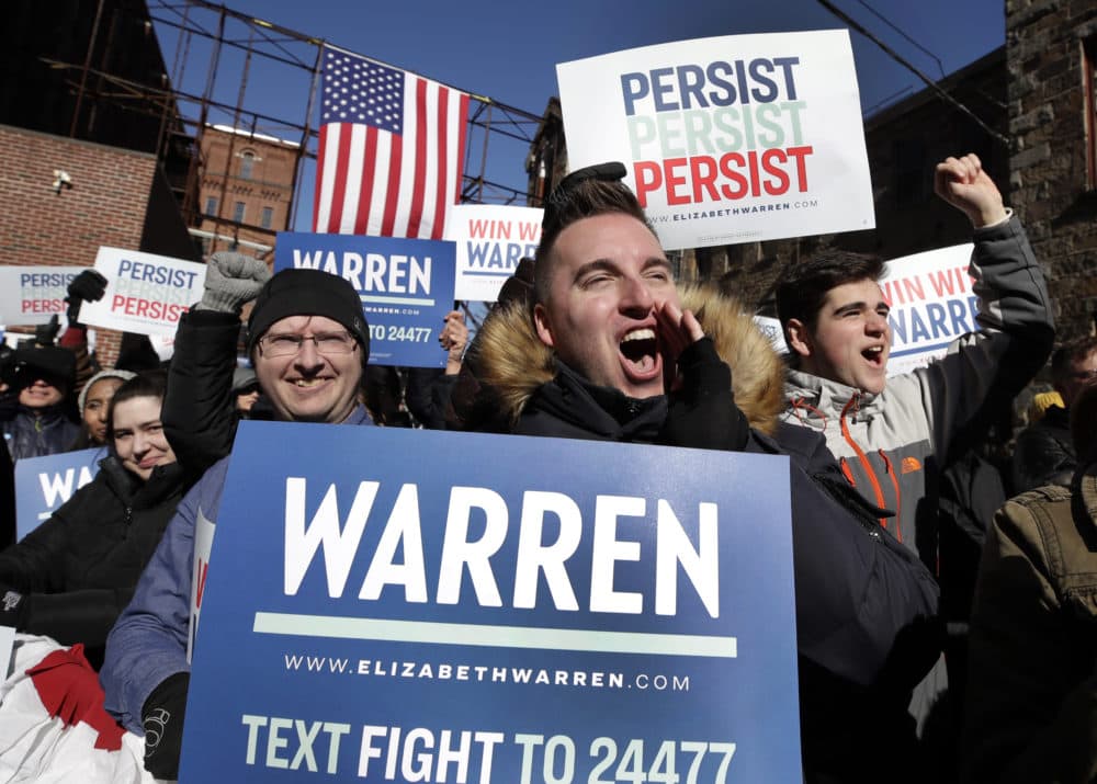 Supporters cheer for Sen. Elizabeth Warren, D-Mass., as she speaks during an event to formally launch her presidential campaign, Saturday, Feb. 9, 2019, in Lawrence, Mass. (Elise Amendola/AP)