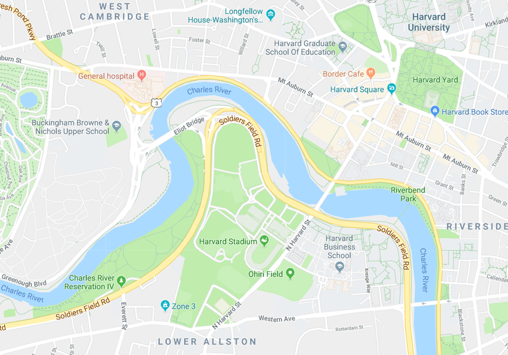 Harvard is planning to develop a research and performance center in Allston. (Google Maps)