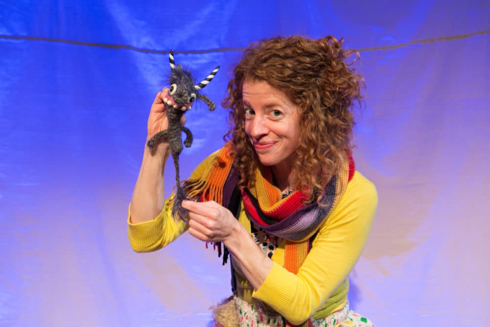 Bonnie Duncan rehearses with a puppet for &quot;Go Home Tiny Monster.&quot; (Courtesy Richard Termine/The Gottabees)