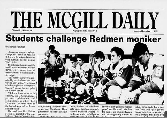 The front page of The McGill Daily on Nov. 11, 1991. (Courtesy Suzanne Morton)