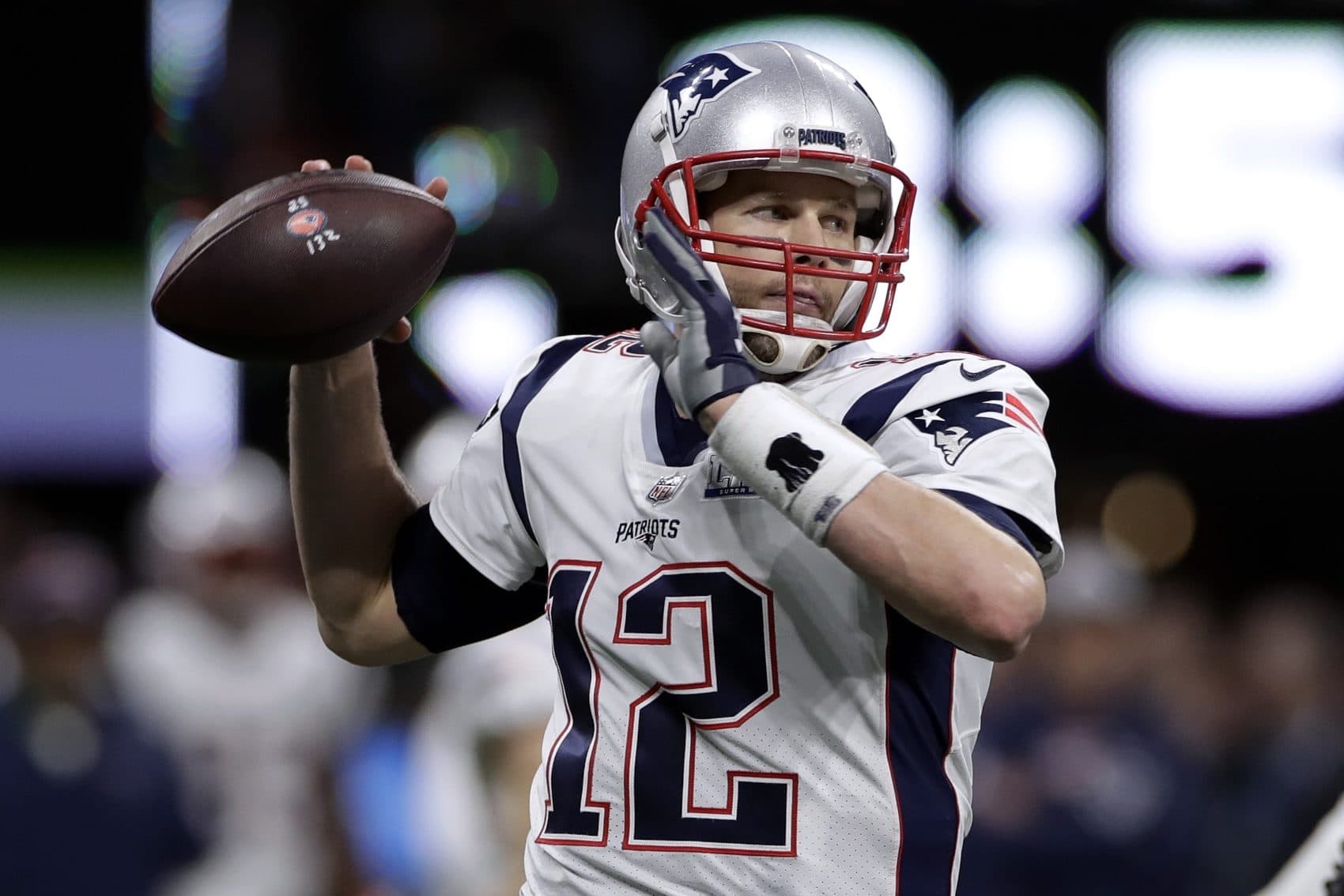 New England Patriots' Tom Brady passes against the Los Angeles Rams during the first half of Super Bowl LIII. (Carolyn Kaster/AP)