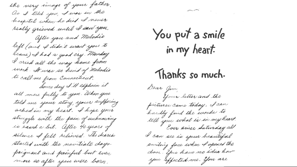 A letter Graham received from a nun who knew his father. (Courtesy of Jim Graham)
