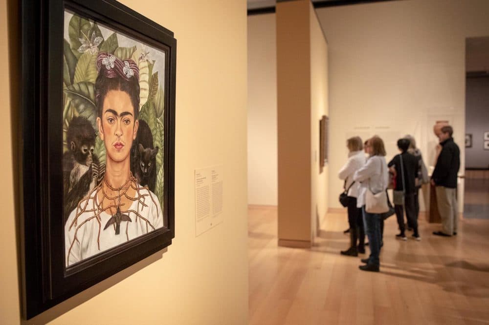Visitors at the MFA Boston's Frida Kahlo exhibition. (Robin Lubbock/WBUR)
