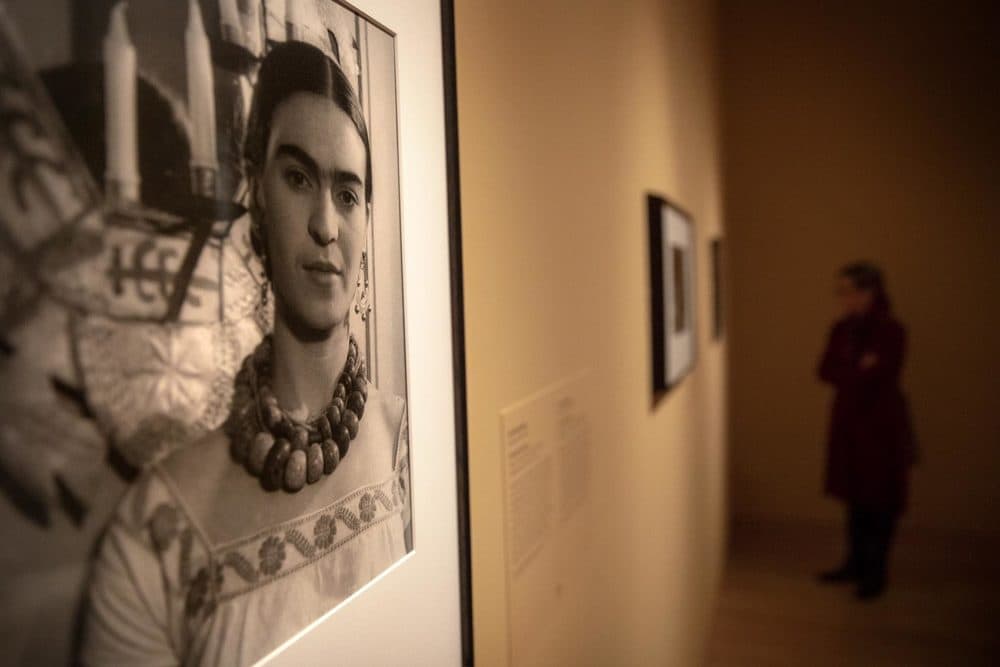 A photograph of Frida Kahlo at the MFA. (Robin Lubbock/WBUR)