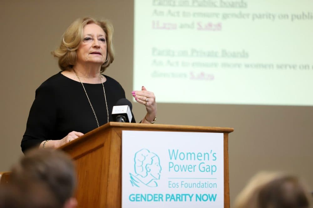 &quot;We have a very strong obligation here, because it doesn't work unless it's deliberate,&quot; Rep. Patricia Haddad said Tuesday at a State House briefing calling for gender parity on public boards and commissions. (Sam Doran/SHNS)