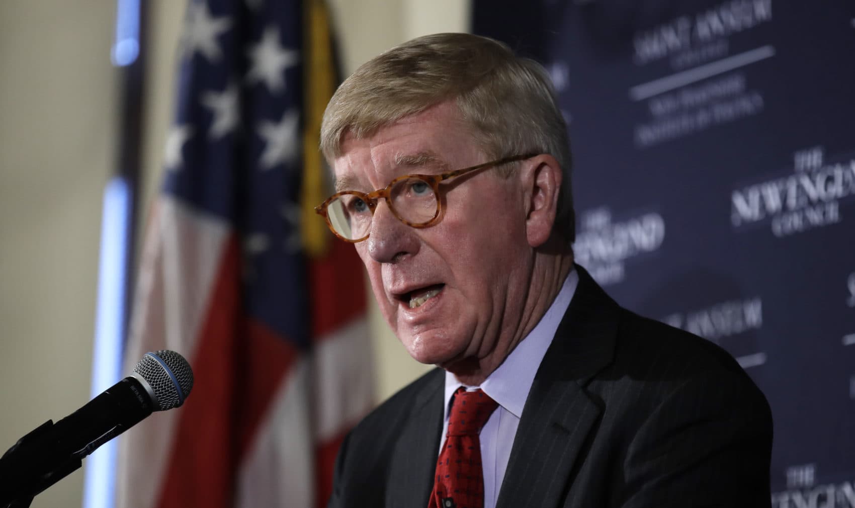 Former Massachusetts Gov. William Weld during a New England Council 'Politics & Eggs' breakfast in Bedford, N.H., on Feb. 15, 2019. (Charles Krupa/AP)