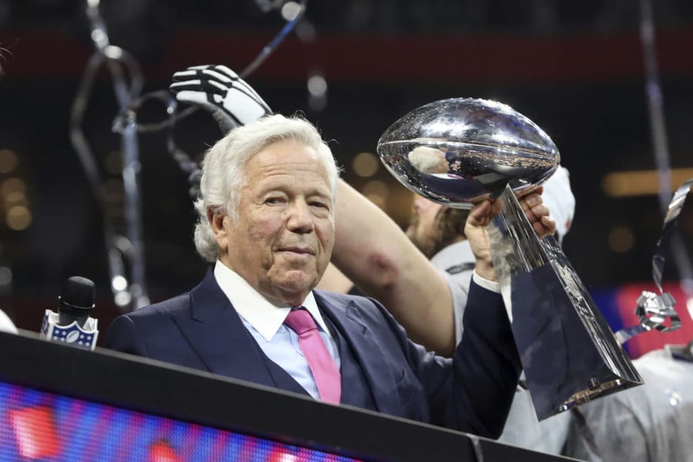 New England Patriots owner Robert Kraft celebrates a win against the Los Angeles Rams after NFL Super Bowl 53, Sunday, February 3, 2019 in Atlanta. (Gregory Payan/AP)