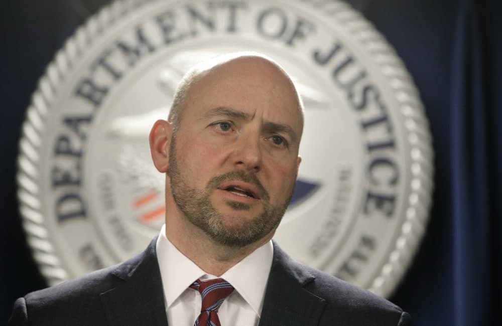 U.S. Attorney for District of Massachusetts Andrew Lelling announces indictments in a sweeping college admissions bribery scandal on Tuesday, March 12, 2019, in Boston. (Steven Senne/AP)