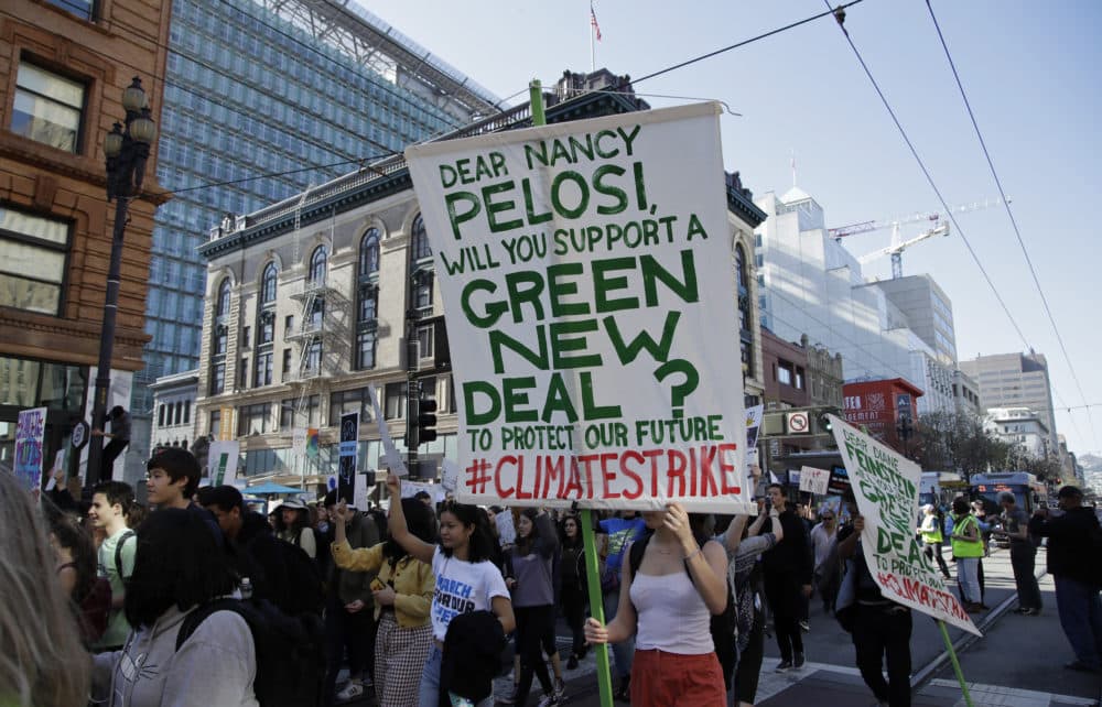 Students march along Market Street in San Francisco during a protest against climate change Friday, March 15, 2019. (Ben Margot/AP)