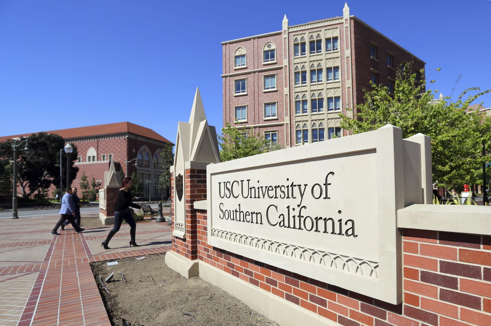 This Tuesday, March 12, 2019 file photo shows the University Village area of the University of Southern California in Los Angeles. (Reed Saxon/AP)
