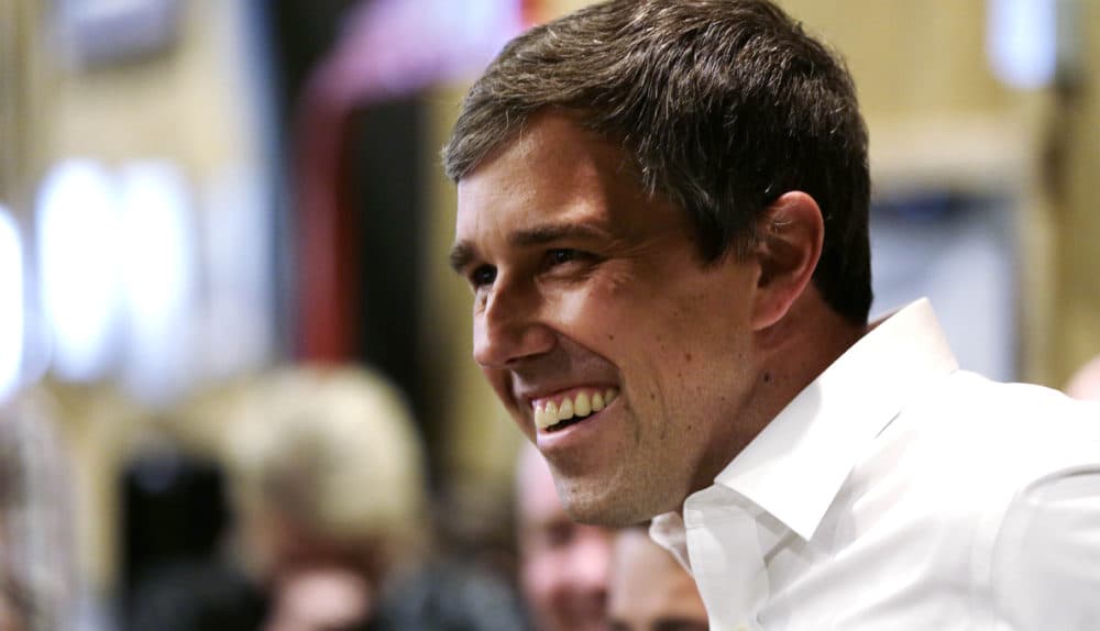 Former Texas congressman Beto O'Rourke smiles as he is introduced during a campaign stop at a brewery in Conway, N.H., Wednesday, March 20, 2019. (Charles Krupa/AP)