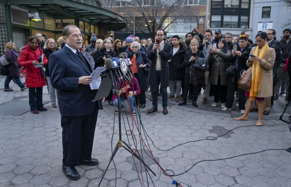 House Judiciary Committee Chairman Jerrold Nadler, D-N.Y, speaks during a news conference in an Upper West Side neighborhood of New York Sunday, March 24, 2019. (Craig Ruttle/AP)