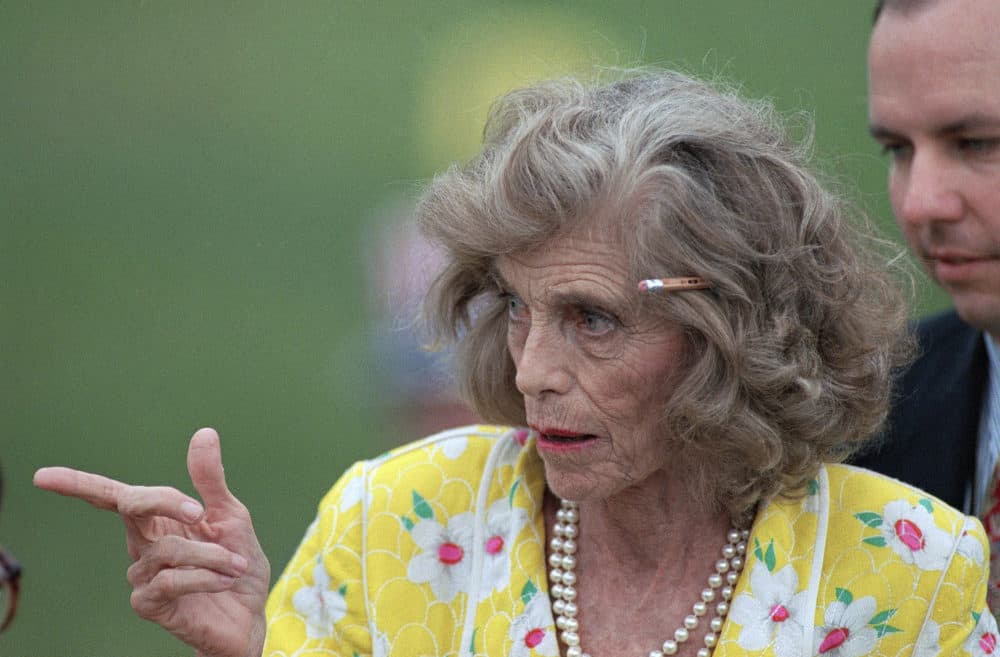 Special Olympics founder Eunice Kennedy Shriver watches the start of opening ceremonies of the Special Olympics World Games at the Yale Bowl in New Haven, Conn., July 1, 1995. (John Dunn/AP)