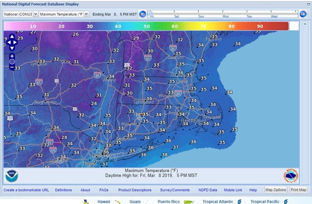 The highs for Friday, March 8.