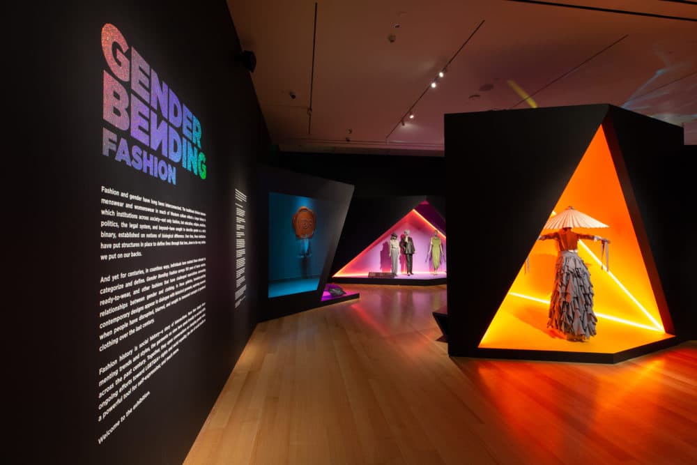 The installation of &quot;Gender Bending Fashion&quot; at the MFA. (Courtesy Michael Blanchard/MFA)