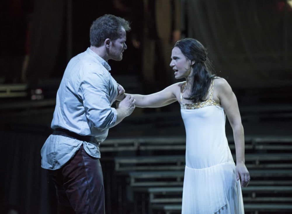 Tarquinius (Duncan Rock) and Lucretia (Kelley O’Connor) in Boston Lyric Opera’s production of “The Rape of Lucretia.&quot; (Courtesy Liza Boll/BLO)